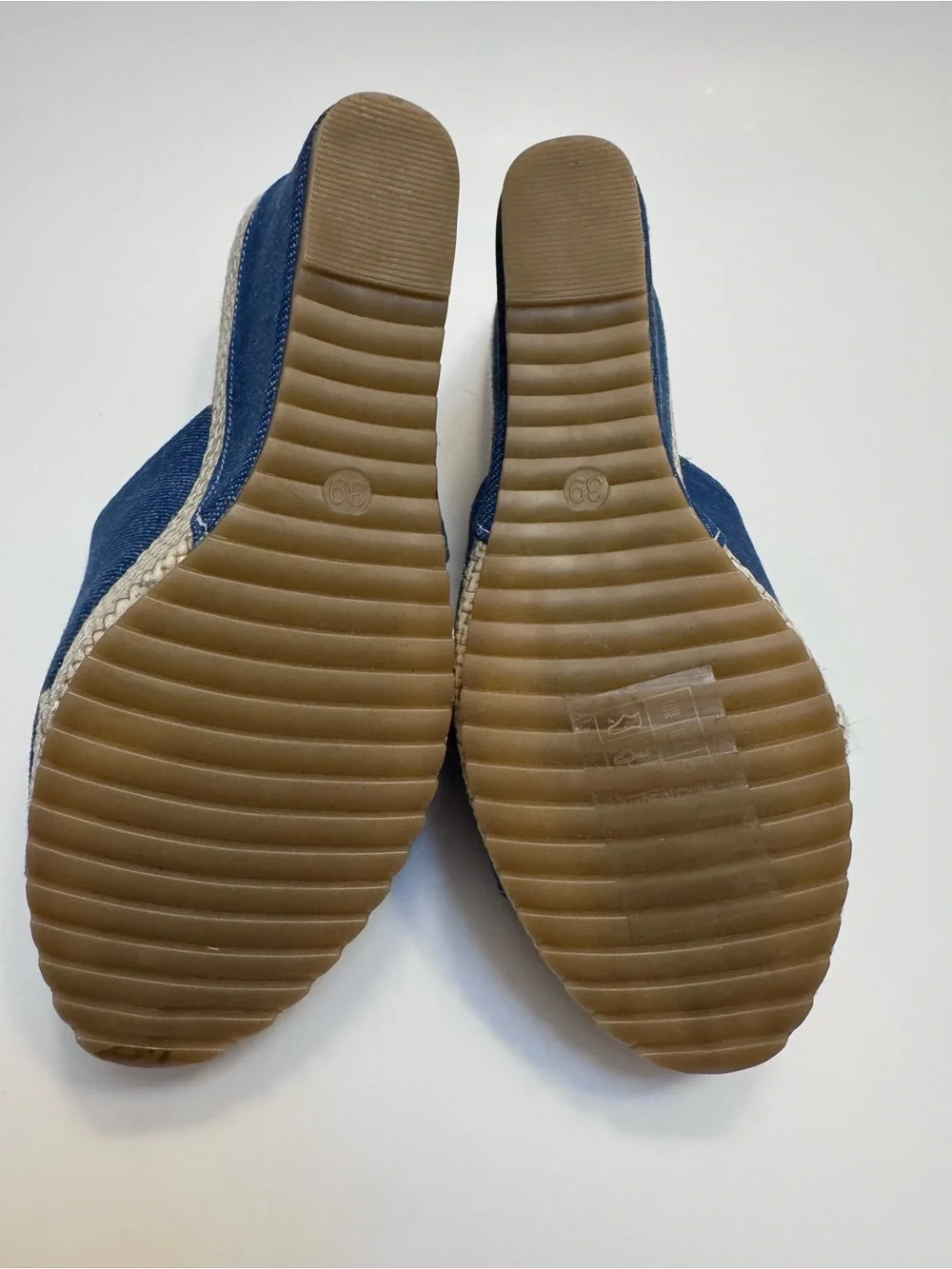 Denim Blue Wedge Slide Sandals for Women